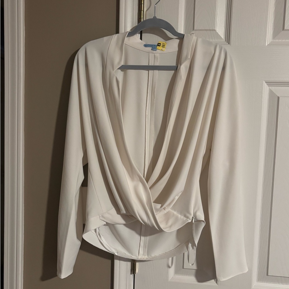 Cream Wrap Blouse with Relaxed Fit